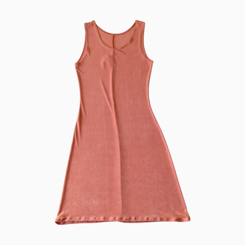 Y2K Peach Pink Sleeveless Bodycon Dress Medium